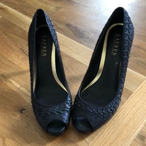 Black peep toe heels